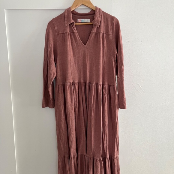 Free People FP Beach Moonlight Midi Dress Size xs Mauve Tiered - Picture 4 of 4